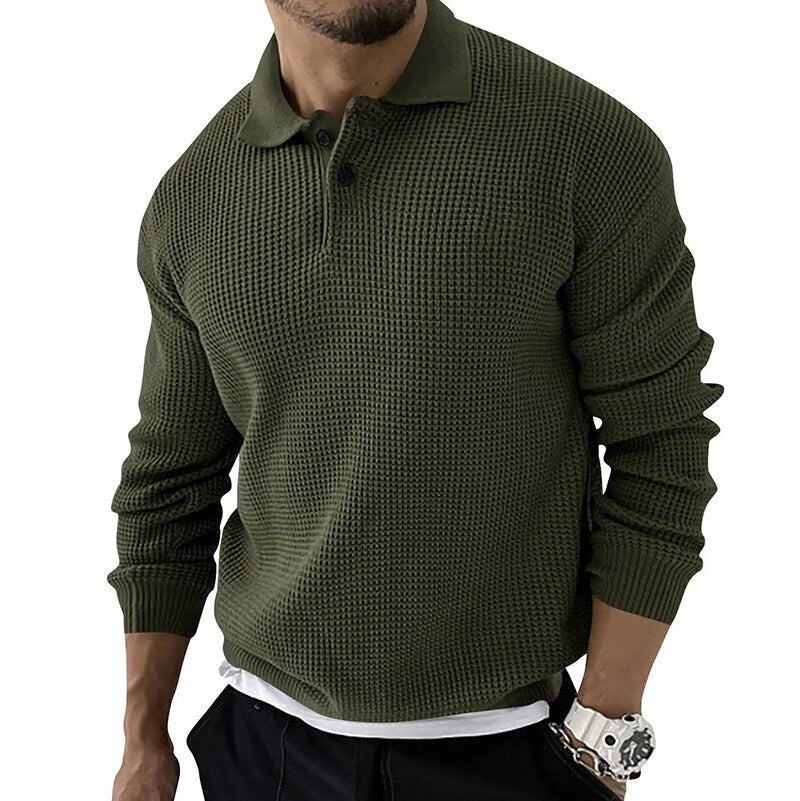 Levoire | Polo Pour Hommes Long À Manches Luxe Premium Vert olive