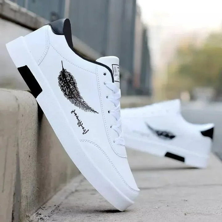 Levoire | Chaussures En Cuir Pour Hommes Imprimées Avec Bouts Ronds Blanc