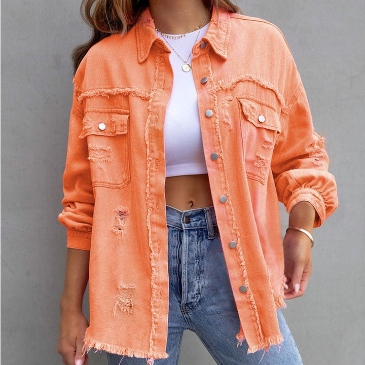 Levoire | Blouse En Denim Moderne Pour Femmes Orange