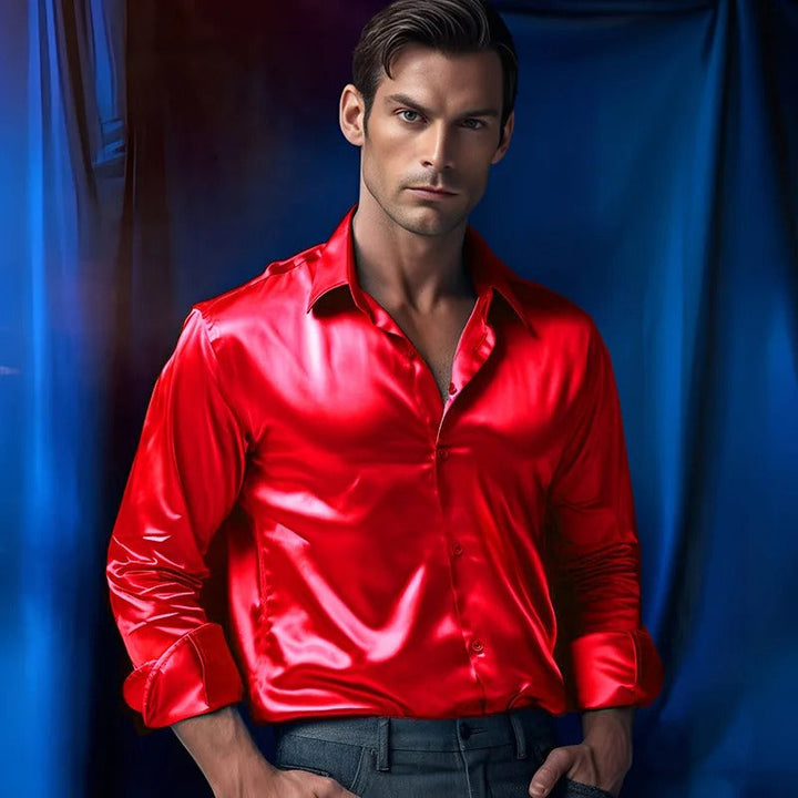 Levoire | Chemise Satin Brillant Pour Des Occasions Spéciales Rot