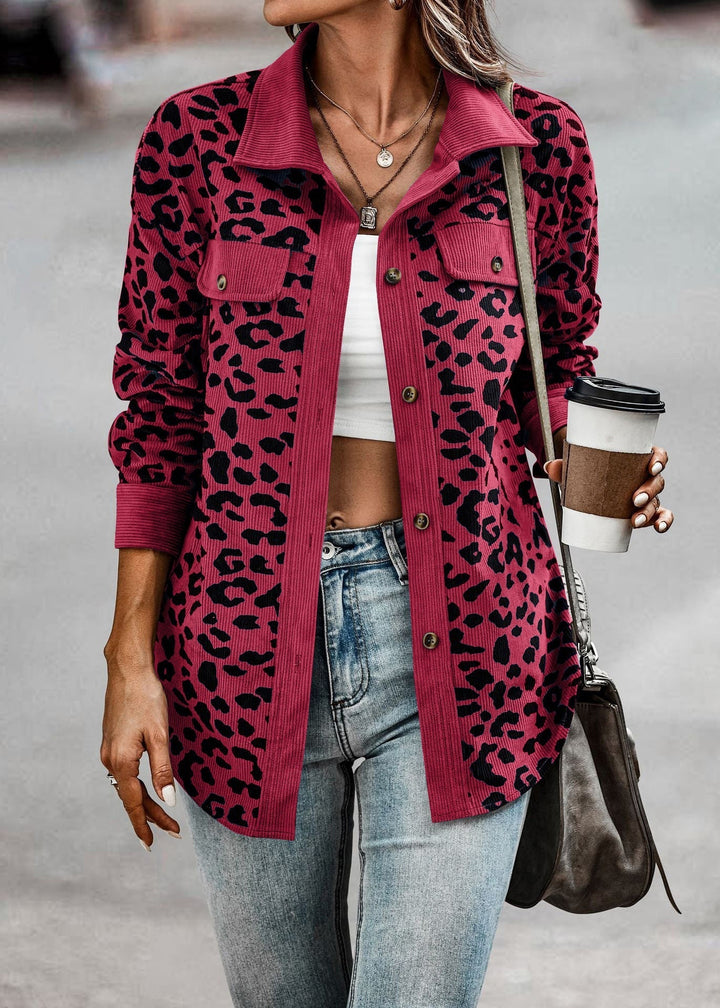 Levoire | Veste De Transition Tendance Avec Motif Léopard Rosa Rouge