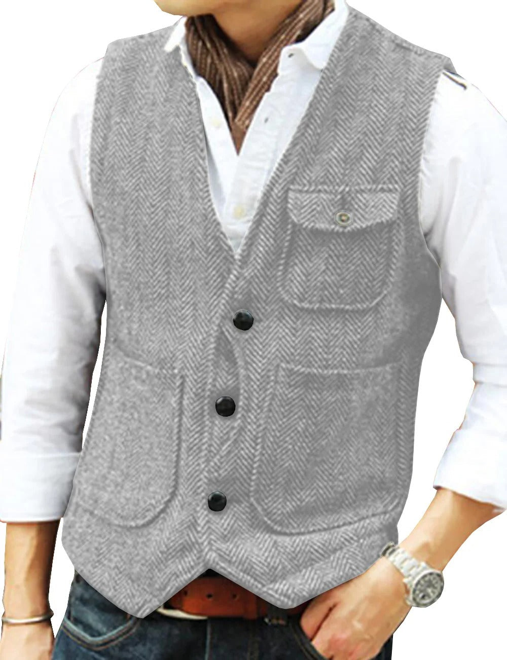 Levoire | Gilet Sans Manches Élégant En Tweed Pour Homme