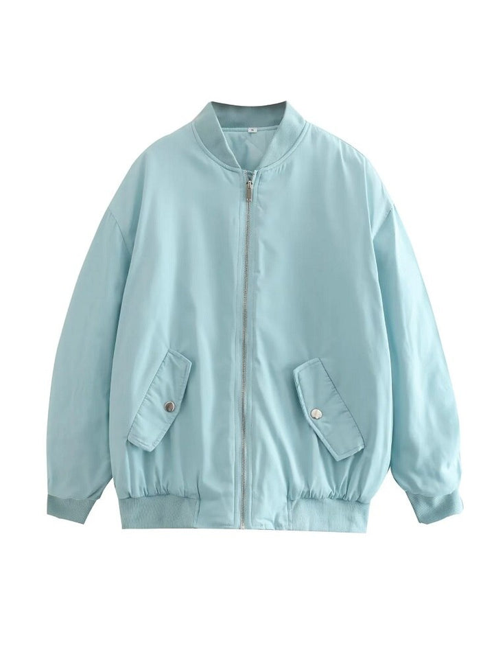 Levoire - Veste bomber surdimensionnée pour femmes Bleu ciel