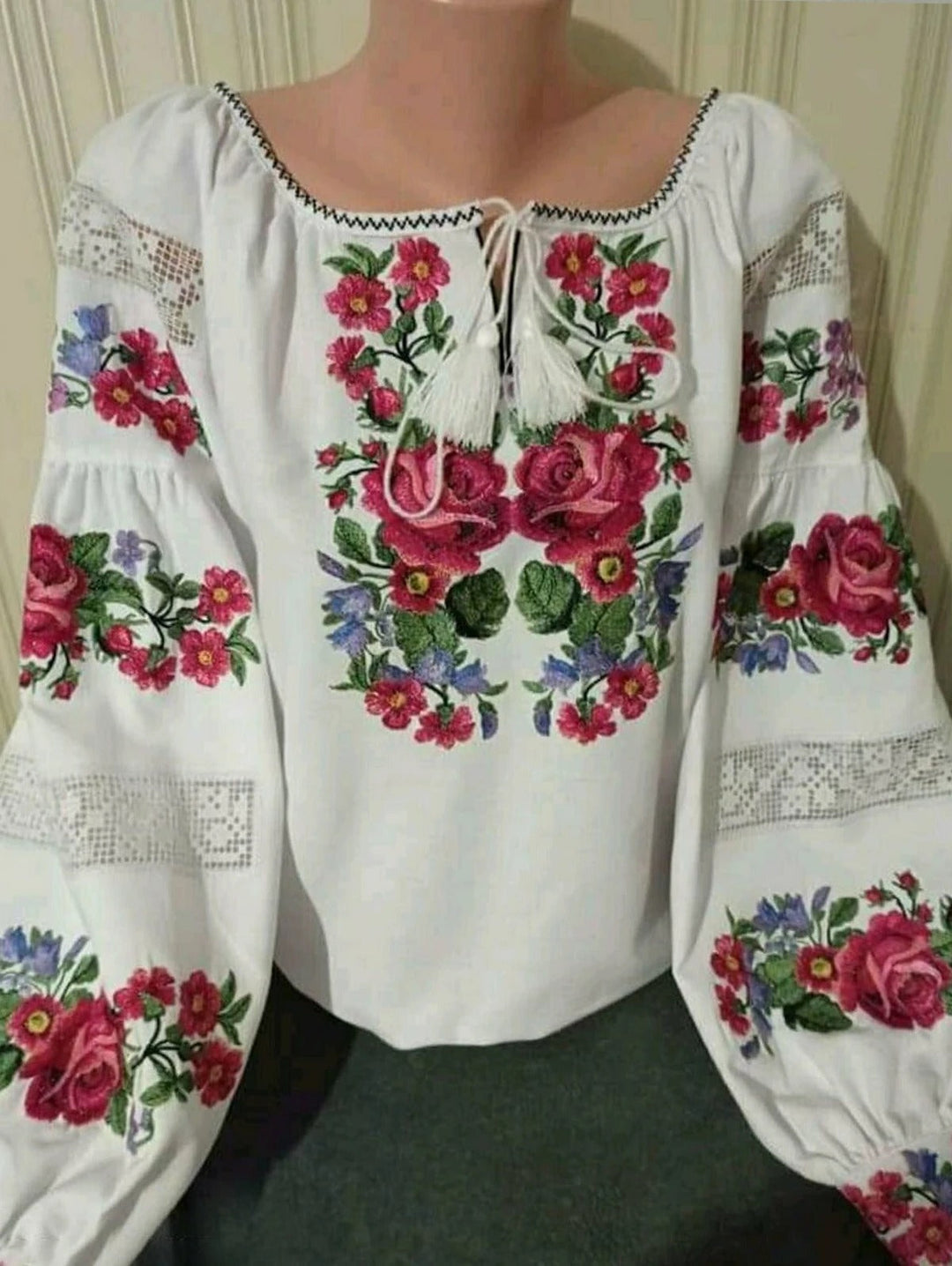 Levoire | Blouse Boho Avec Imprimé Floral Et Manches Lanternes Blanc