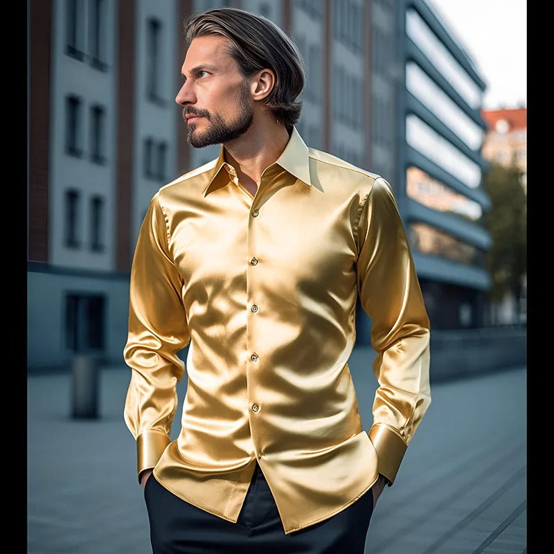 Levoire | Chemise Satin Brillant Pour Des Occasions Spéciales Jaune