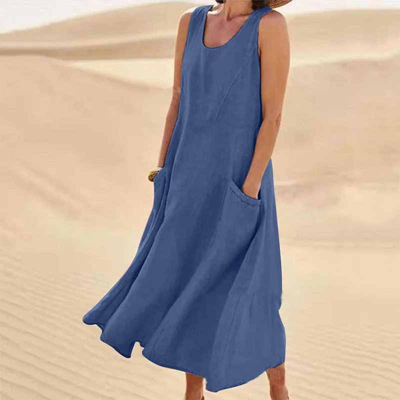 Levoire | Robe sans manches avec poches Bleu