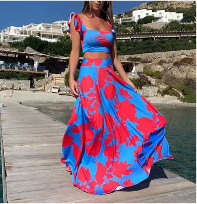 Levoire | Motif Floral Ensemble De Deux Pièces Polyvalent