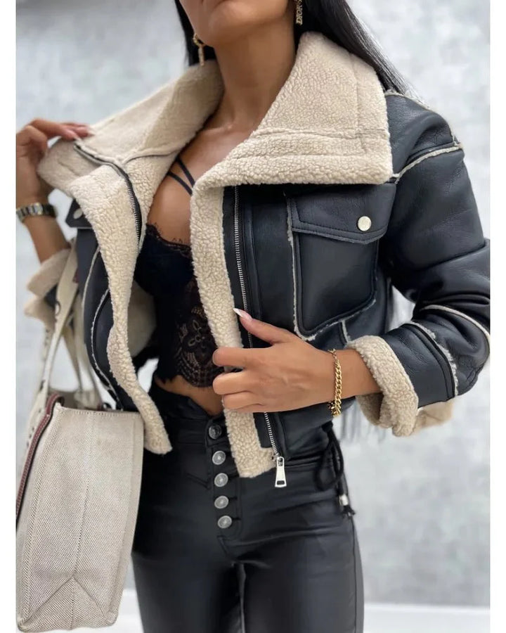 Levoire | Veste En Simili Cuir Chaude Noir