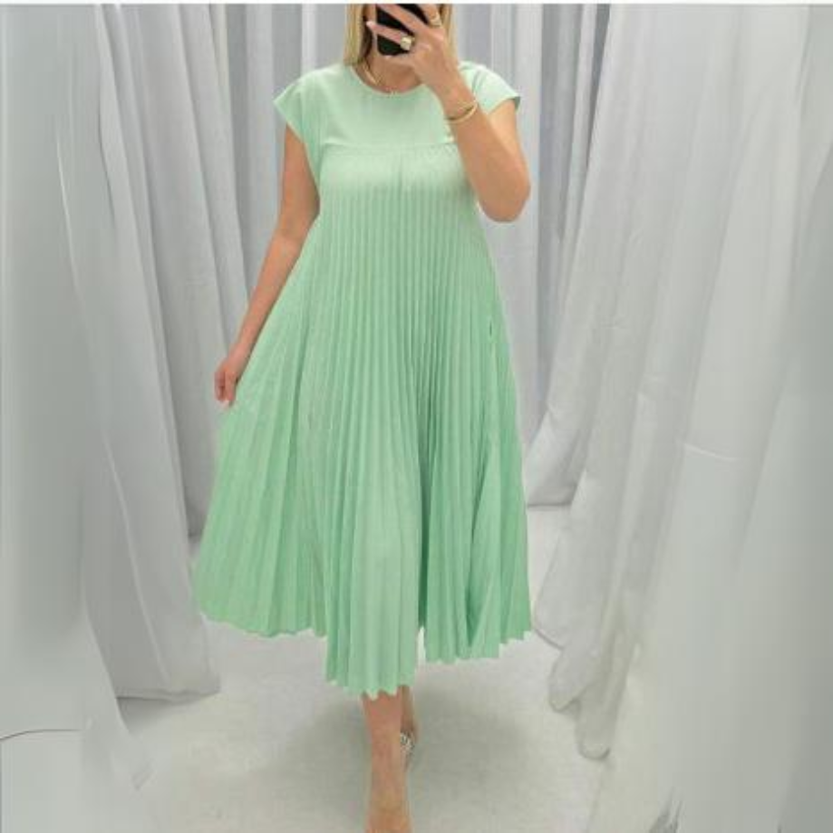 Levoire | Robe Plissée Légère Élégante Vert