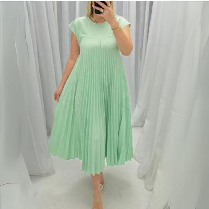 Levoire | Robe Plissée Légère Élégante Vert