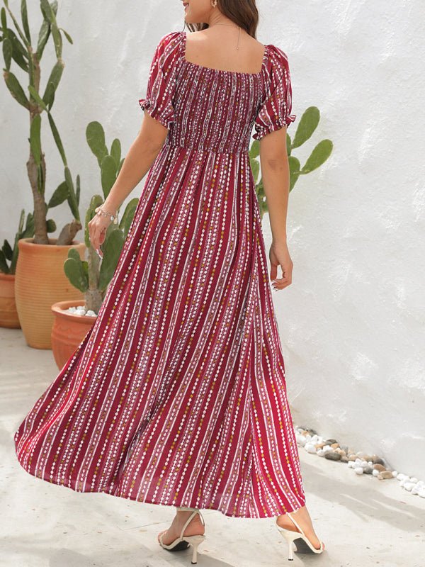 Levoire | Robe à fente imprimée à rayures verticales Robe de vacances à une épaule