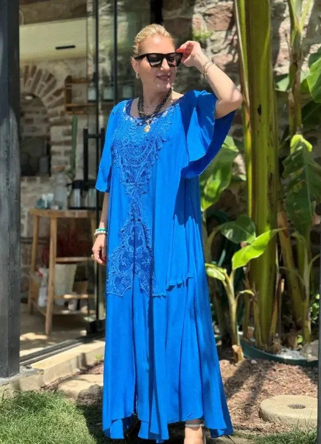 Levoire | Robe Coton Lin Coupe Fluide Bleu