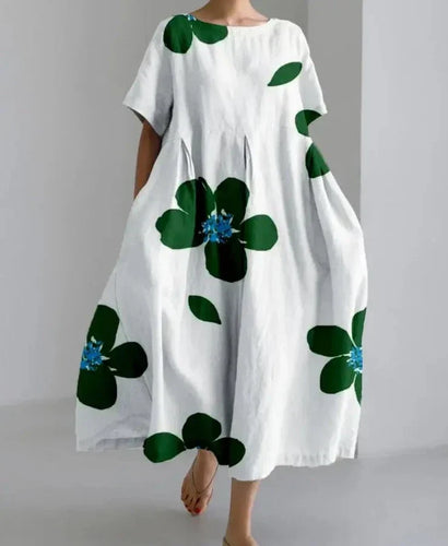 Levoire | Robe En Lin Avec Un Motif Floral Surdimensionné Pour Femmes
