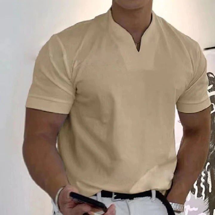 Levoire | T-Shirt De Sport Classique À Col En V Kaki
