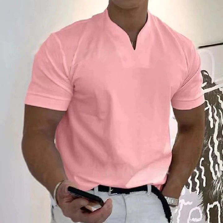 Levoire | T-Shirt De Sport Classique À Col En V Rosa