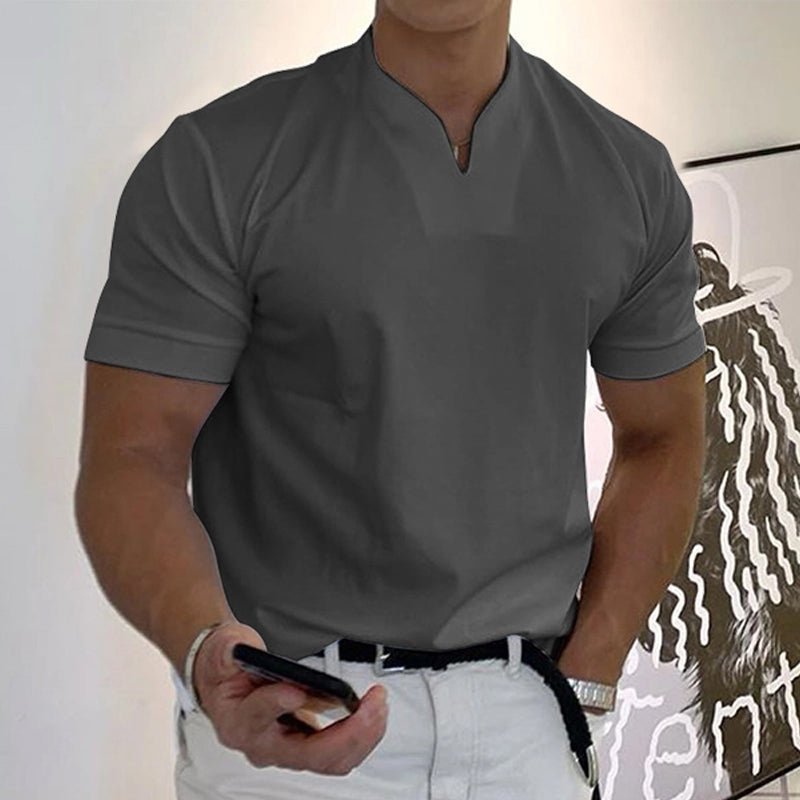 Levoire | T-Shirt De Sport Classique À Col En V Gris