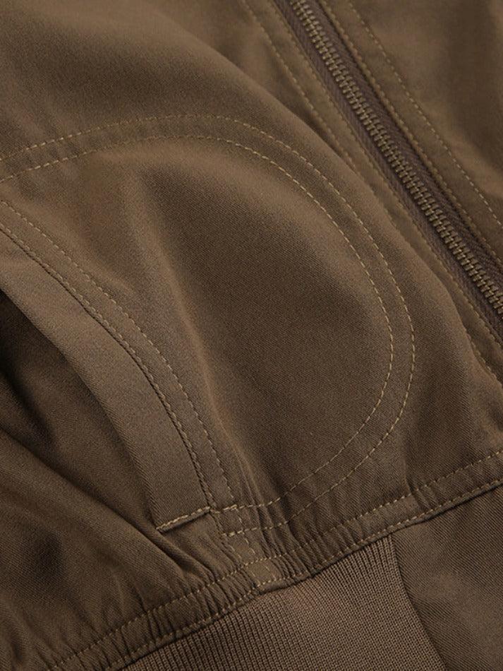Levoire | Veste Courte Slim Marron Vintage À Fermeture Éclair