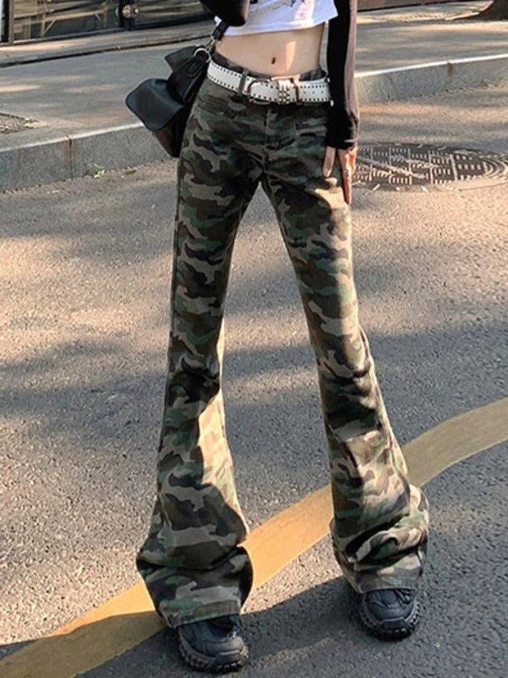 Levoire | Jean Évasé À Imprimé Camouflage Au Style Vintage Vert
