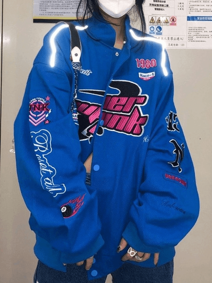 Levoire | Veste Varsity Moto Boutonnée Vintage Brodé