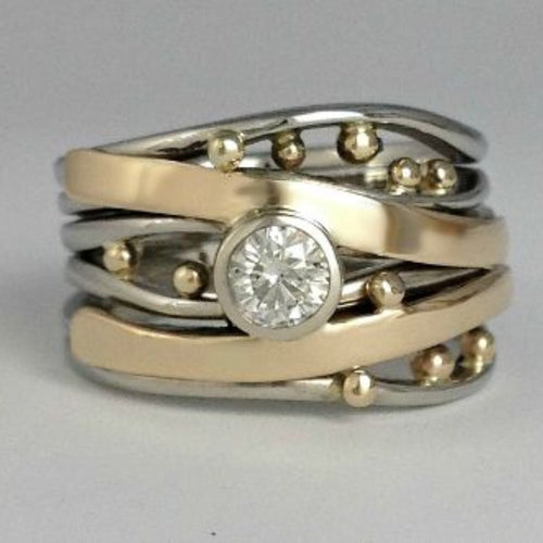 Levoire | Bague En Zirconium Avec Des Incrustations Dorées