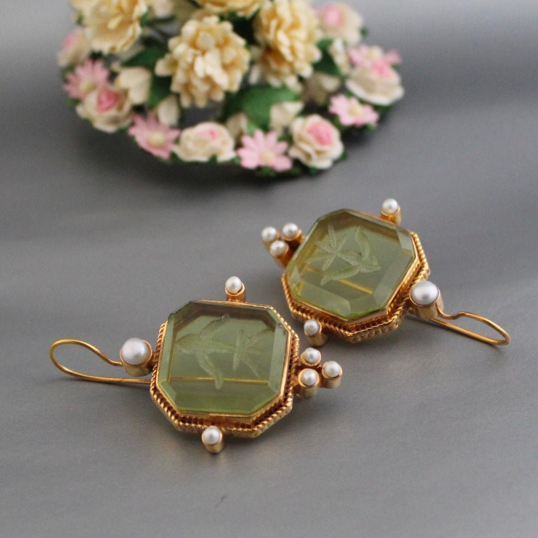 Levoire | Vert & Perles Boucles D'Oreilles