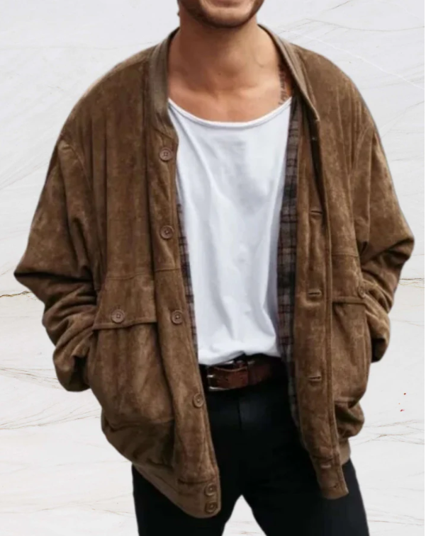 Levoire | Veste Brune Avec Boutons Pour Hommes