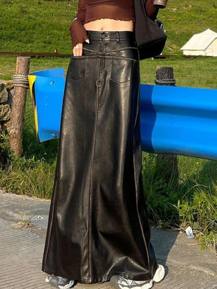 Levoire | Jupe Maxi Multi Poche Vintage Cuir