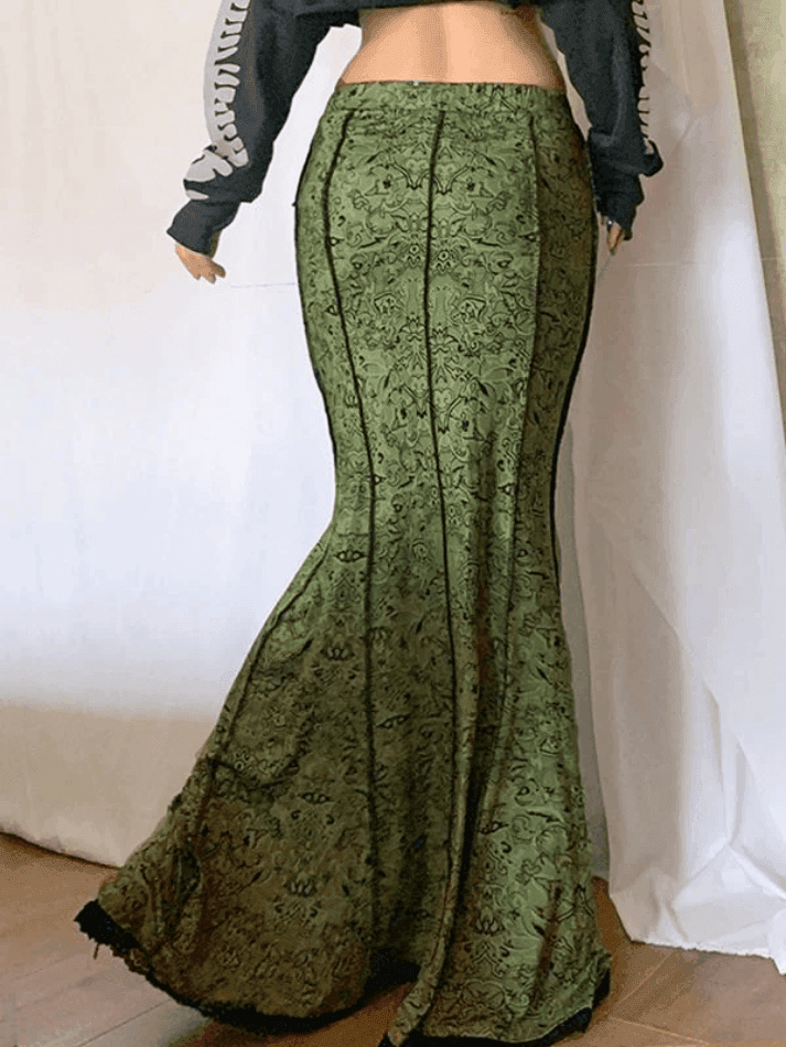 Levoire | Jupe Maxi Patchwork Imprimé Sirène Vintage