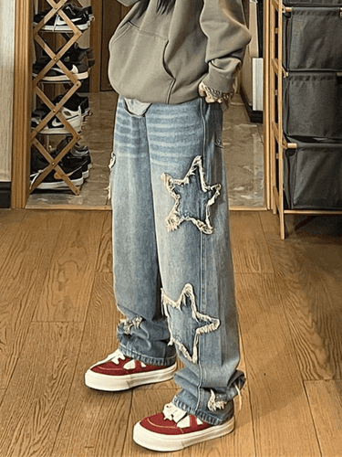 Levoire | Jean Boyfriend Délavé À Patch Étoile Weinlesewasch