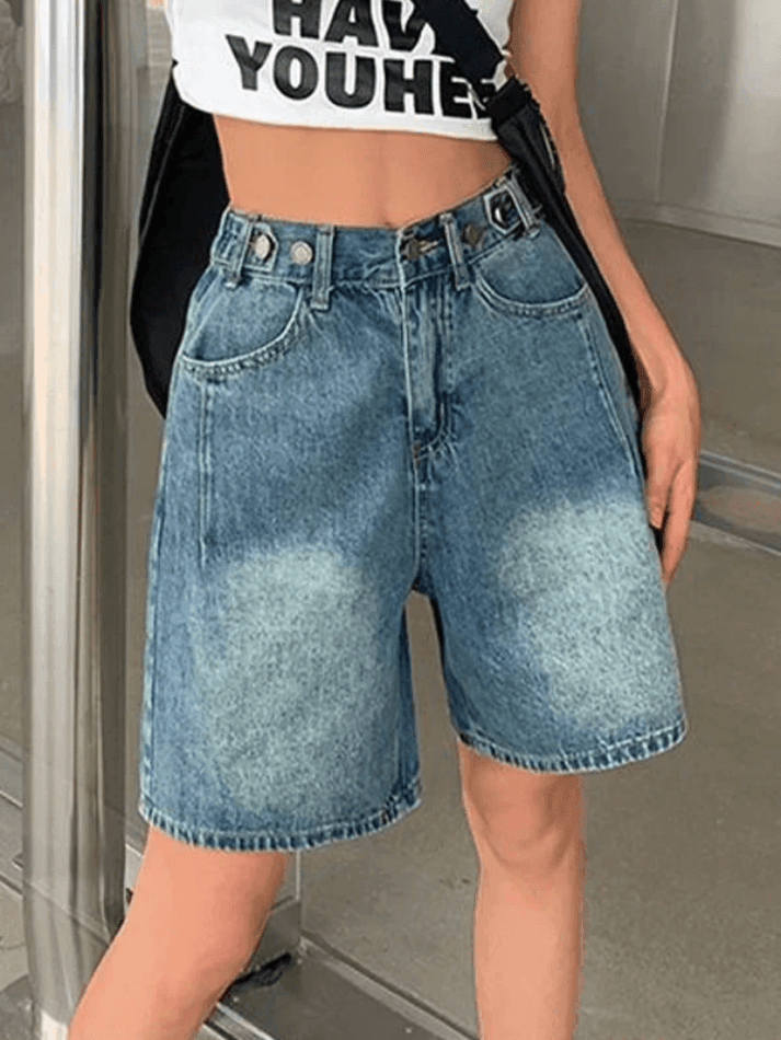 Levoire | Récolte Lavée Bleu Denim Short Court Bleu