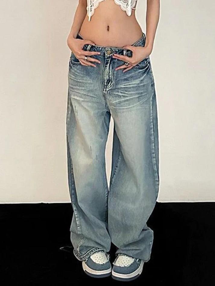Levoire | Lavé Mopping Jean Boyfriend Décontracté Bleu
