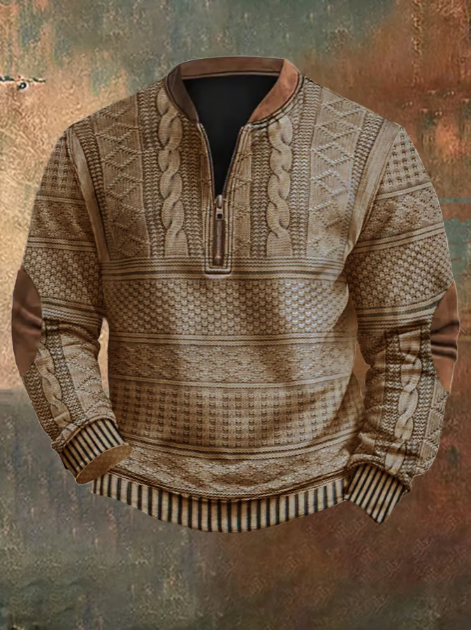 Levoire | Collection De Vin Tricot Imprim Sweatshirt Avec Zip Khaki