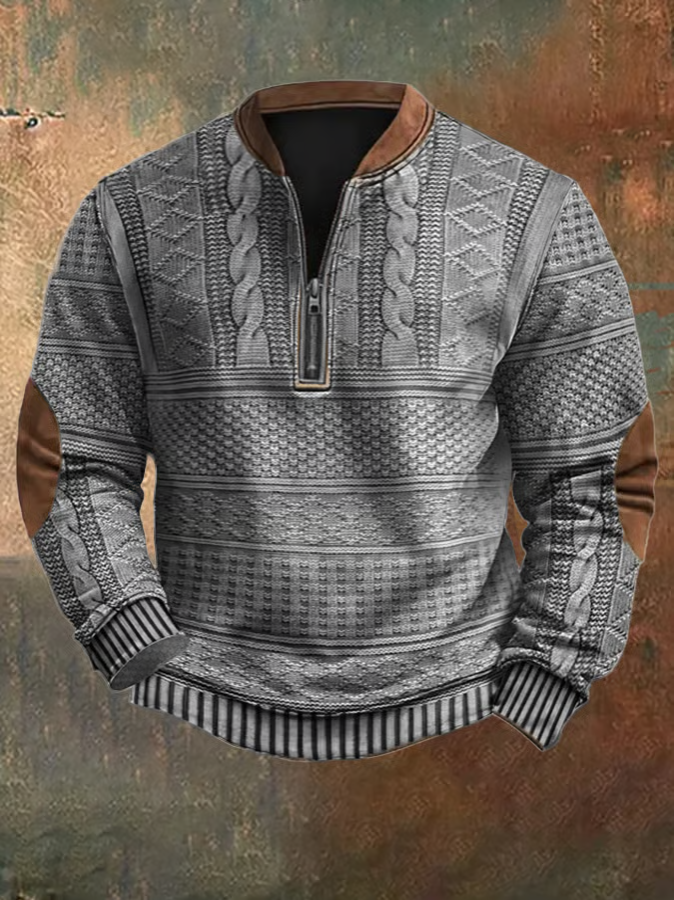 Levoire | Collection De Vin Tricot Imprim Sweatshirt Avec Zip Gris