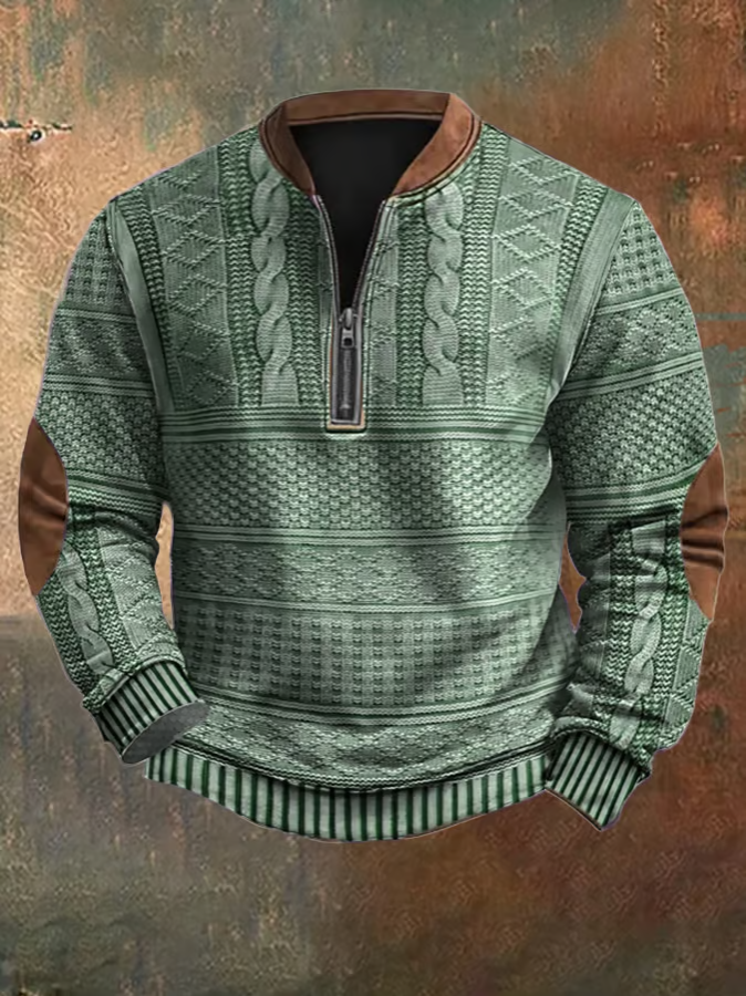 Levoire | Collection De Vin Tricot Imprim Sweatshirt Avec Zip Vert