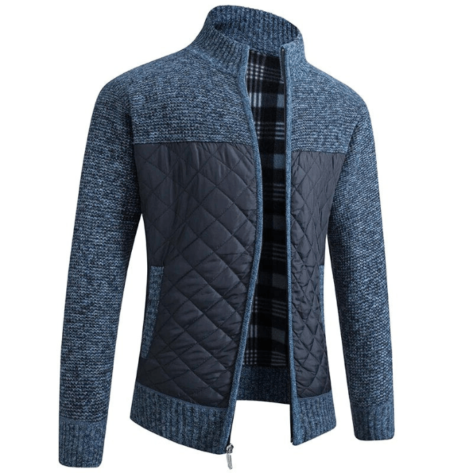 Levoire | Veste Hommes Premium Cardigan Luxe & Chaud Parfaite Pour l'Automne Bleu