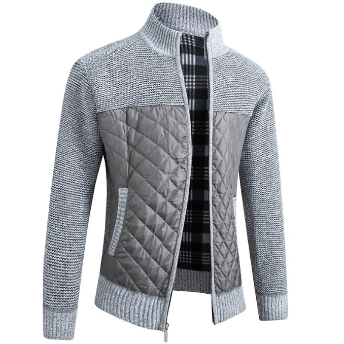 Levoire | Veste Hommes Premium Cardigan Luxe & Chaud Parfaite Pour l'Automne Gris clair