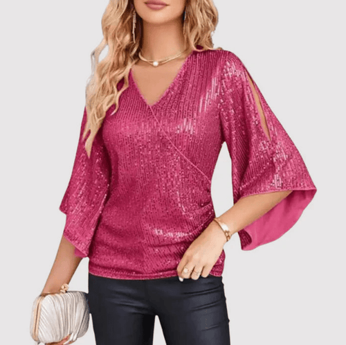 Levoire | Top à paillettes pour femmes avec décolleté en V Blouse élégante