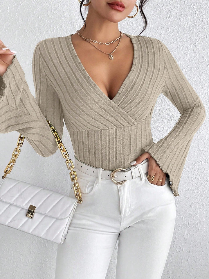 Levoire | Chic Confortable Top À Encolure En V Gris