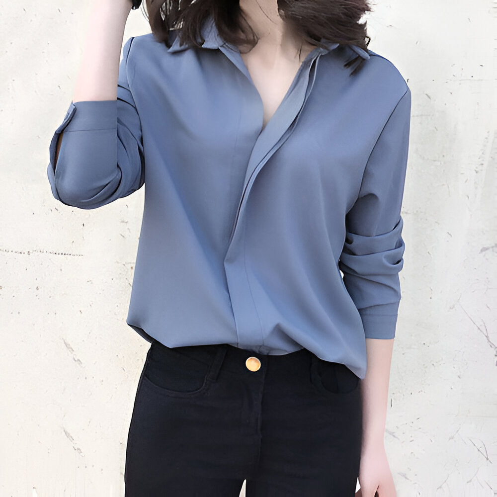 Levoire | Élégante, Blouse Lâche Et Tombante Bleu