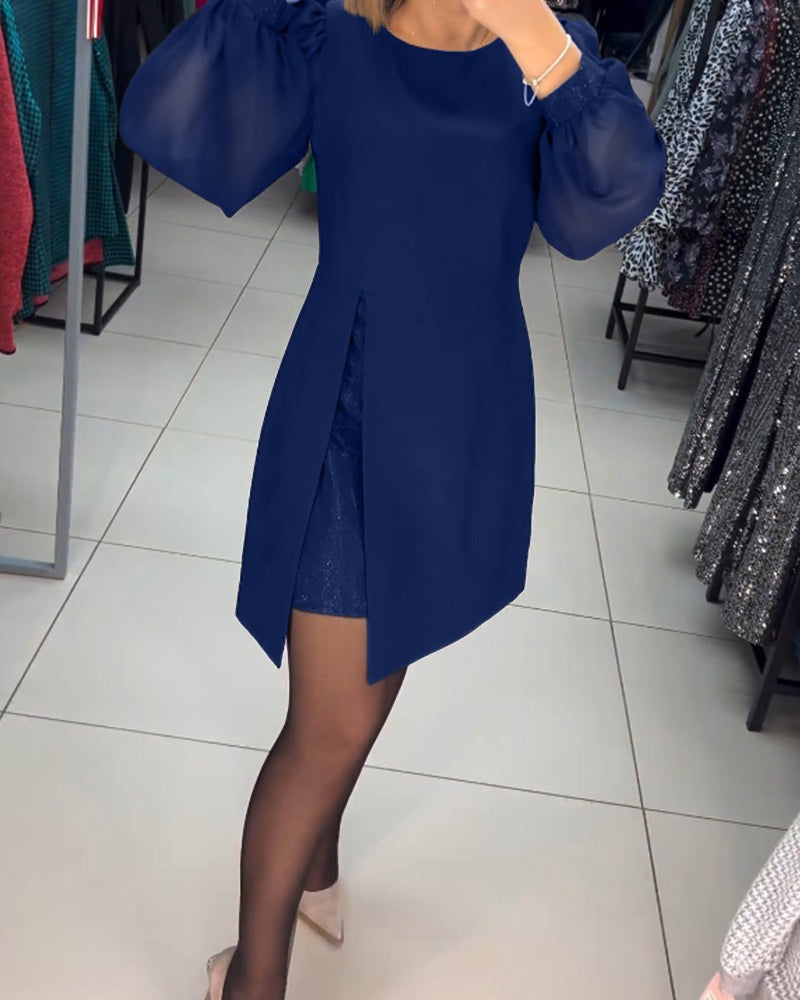 Levoire | Robe Mini Unis Confortable Bleu