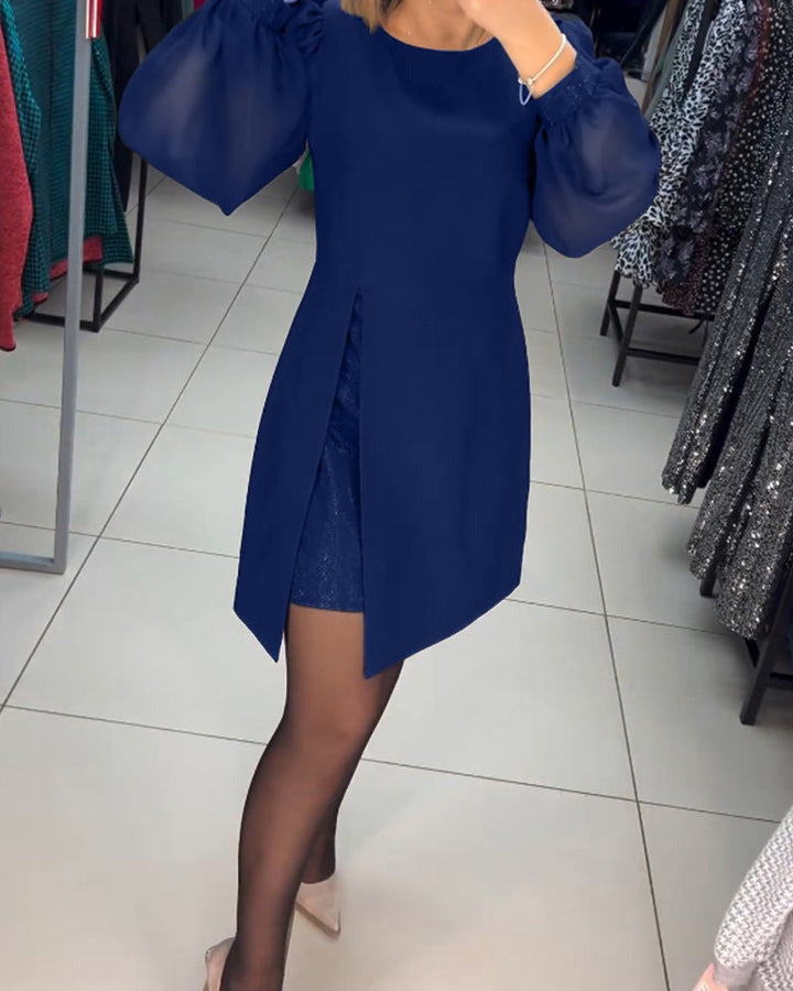 Levoire | Robe Mini Unis Confortable Bleu