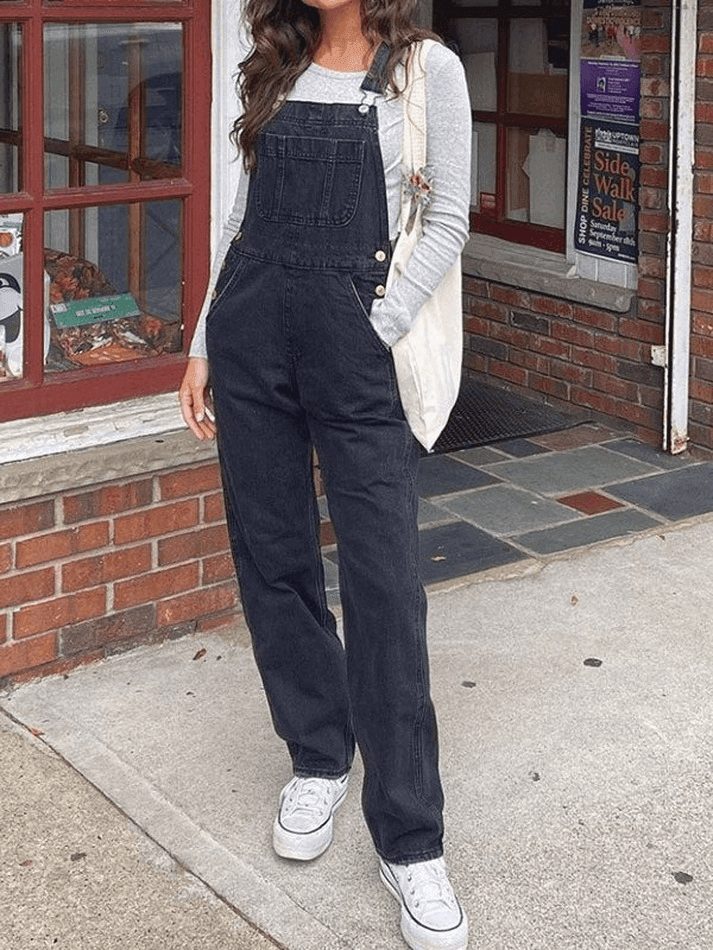 Levoire | Salopette En Denim Droit Délavé Noir