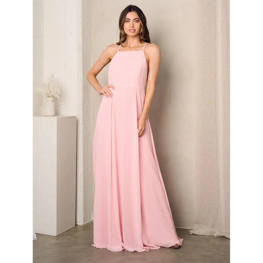 Levoire | Robe Maxi Rose Sans Manches À Dos Ouvert Rosa