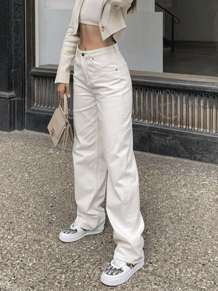 Levoire | Jean Boyfriend Blanc Délavé Blanc
