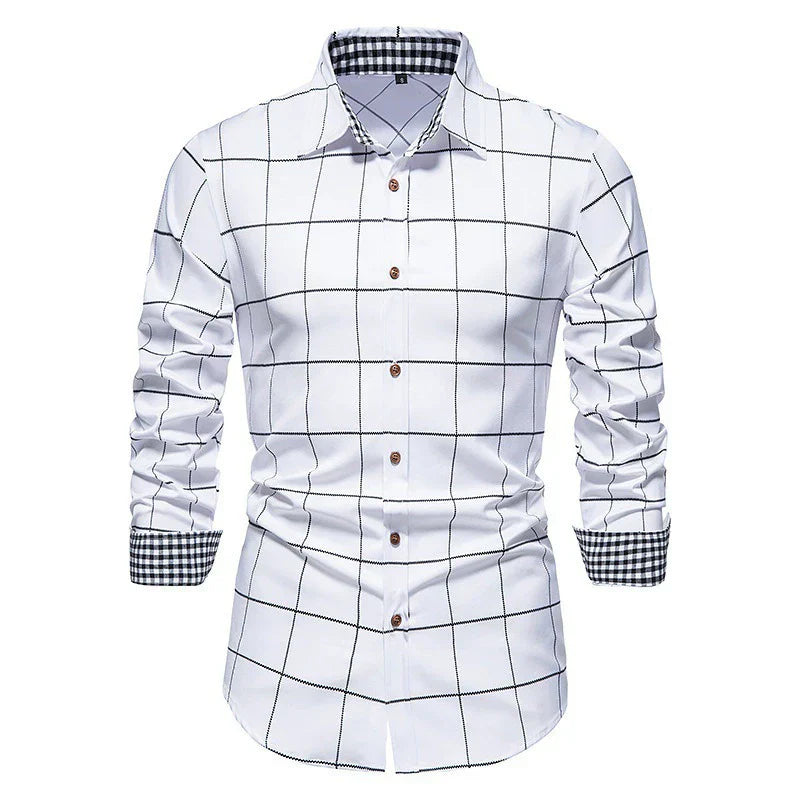 Levoire | Chemise De Bureau À Carreaux Pour Hommes Blanc