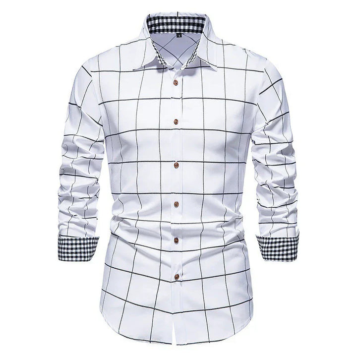 Levoire | Chemise De Bureau À Carreaux Pour Hommes Blanc