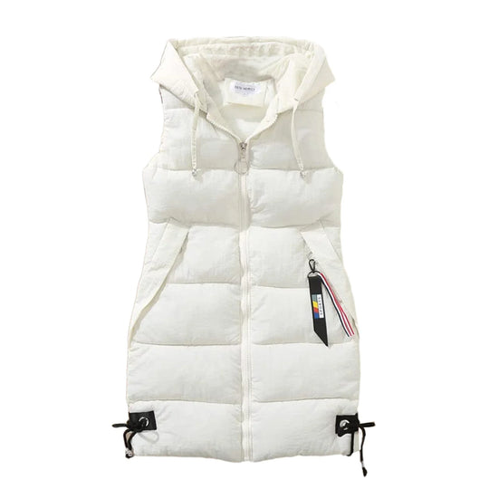 Levoire | Veste À Capuche Chaude Sans Manches Avec Poches Zippées Blanc