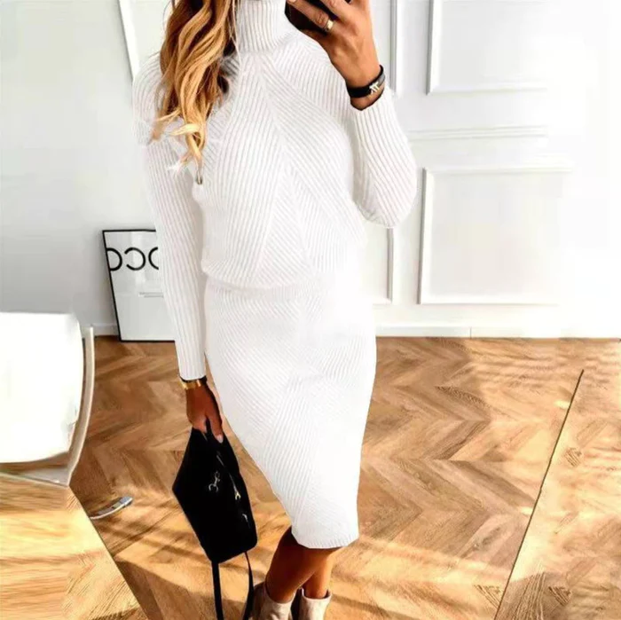 Levoire | Confortable robe pull-over en tricot pour femmes Blanc