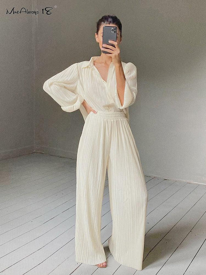 Levoire | Coupe Ample Pantalon Plissé Beige Costume S