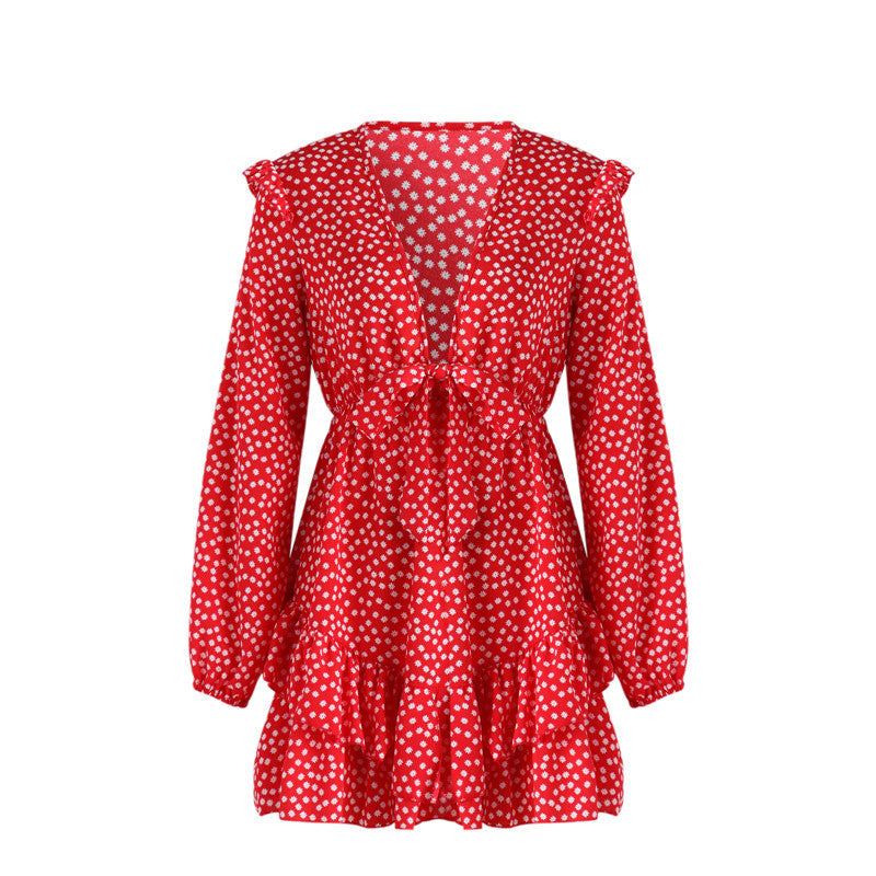 Levoire | Robe Portefeuille Joyeuse Une Robe Romantique Et Estivale Rouge - Manches longues (Épuisé !)